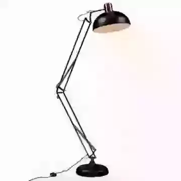 Large Desk Style Adjustable Matt Black and Vintage Copper Floor Lamp